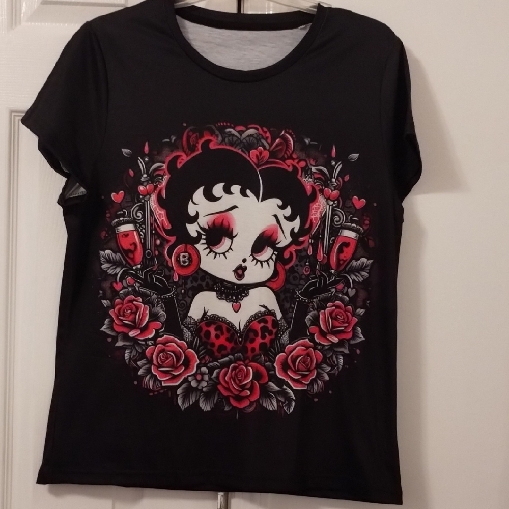 Black and Red Graphic Short Sleeve Tee